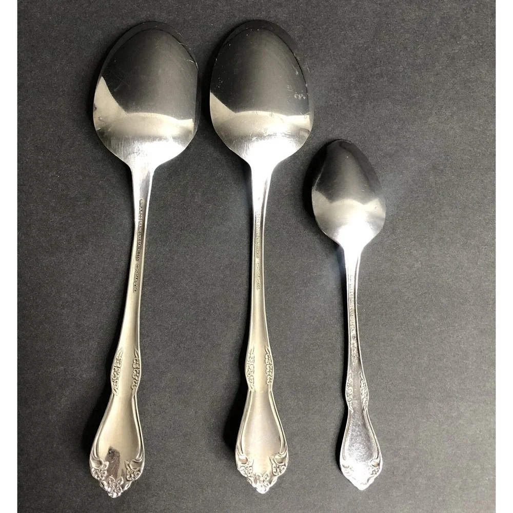 WM A Rogers Deluxe ONEIDA Mansfield 2 Tablespoons & 1 Teaspoon Stainless Steel
